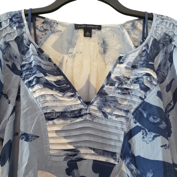 Banana Republic 100% Silk Abstract FloraPrint Tunic Top & Cami adjustable straps - Picture 3 of 13